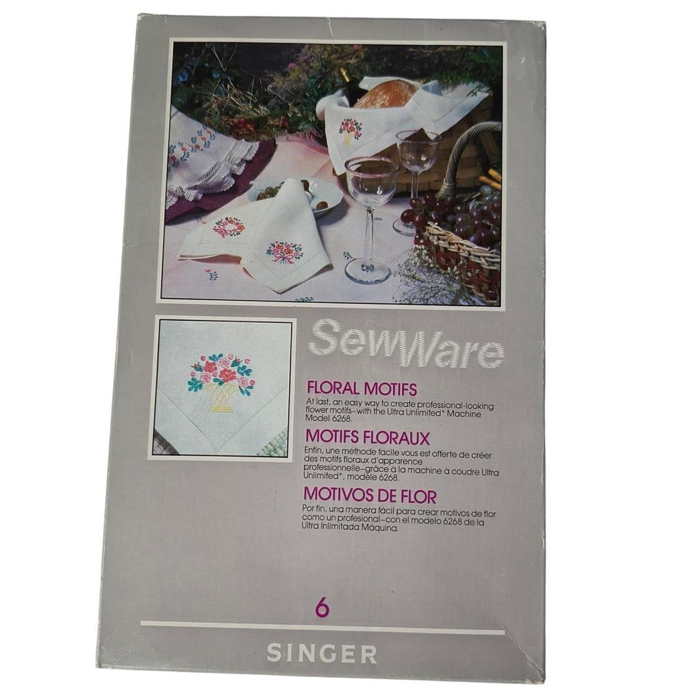 Vintage 1984 Singer SewWare Floral Motifs Cartridge 6 Ultra Unlimited 6268 VTG